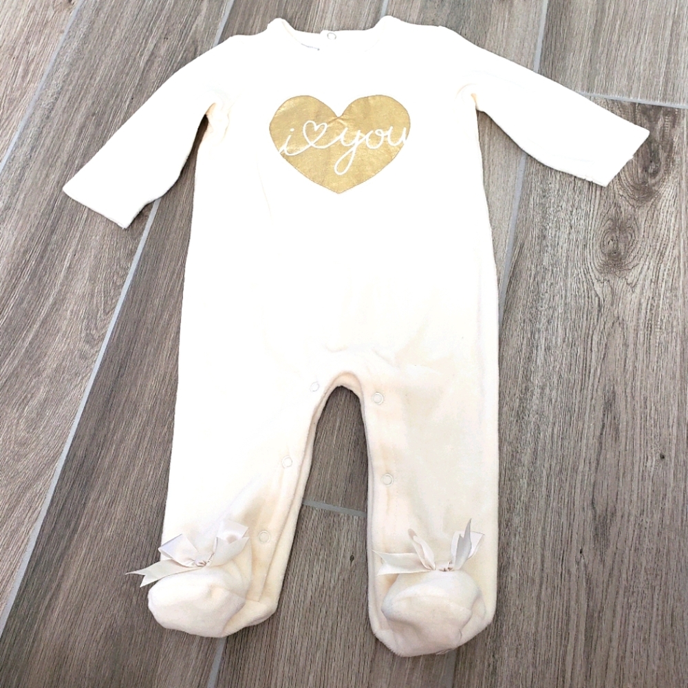 First impressions cozy onsie 3-6mo w/ gold heart